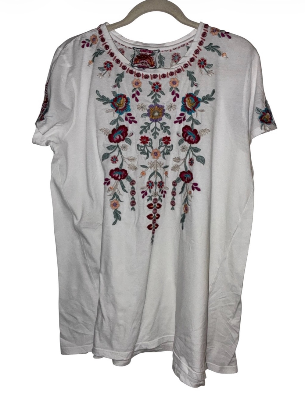 JWLA JOHNNY WAS Embroidered Short Sleeve Top Sz L